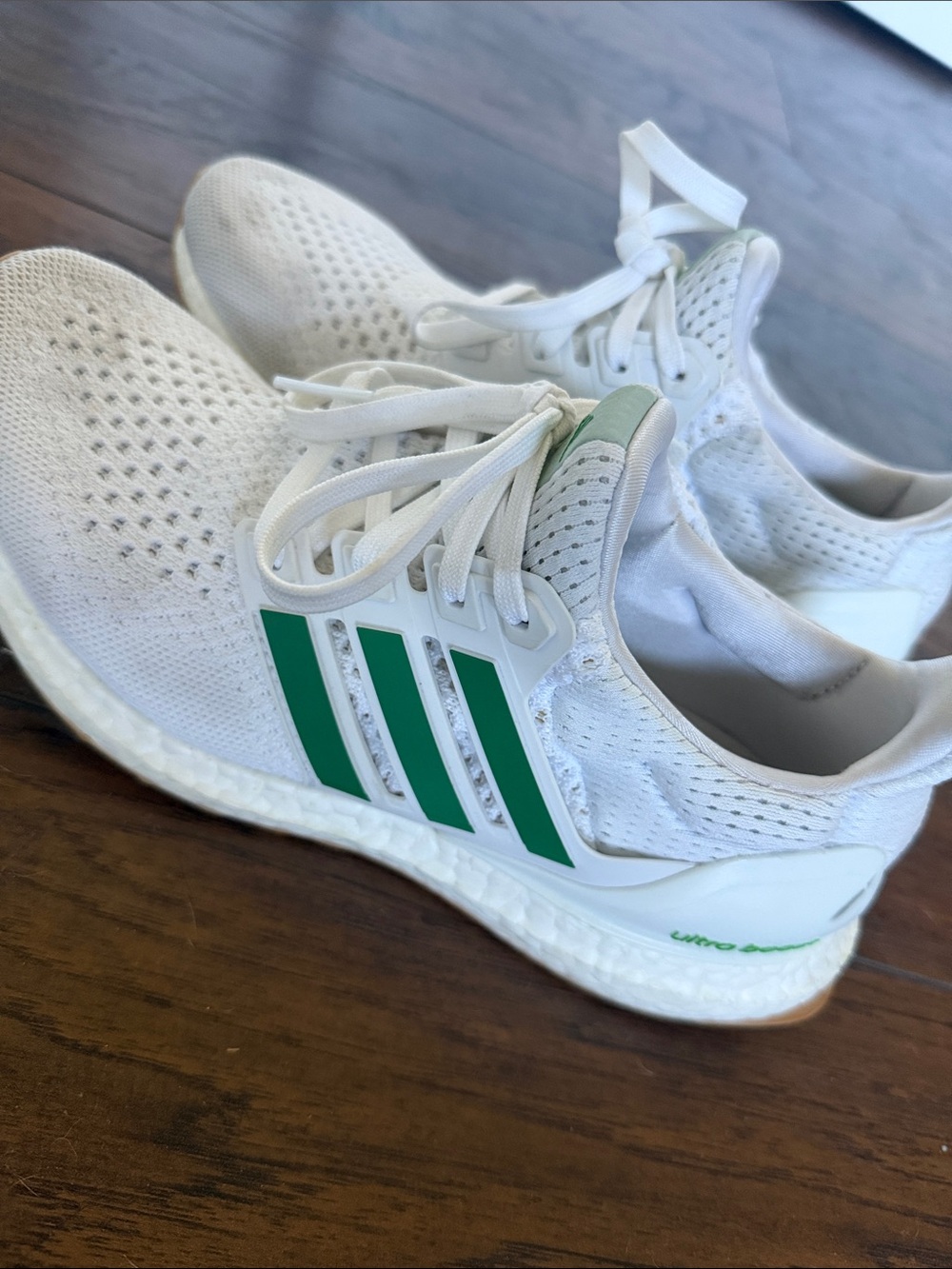 Adidas ultra boost White and Sneakers with Green Stripes